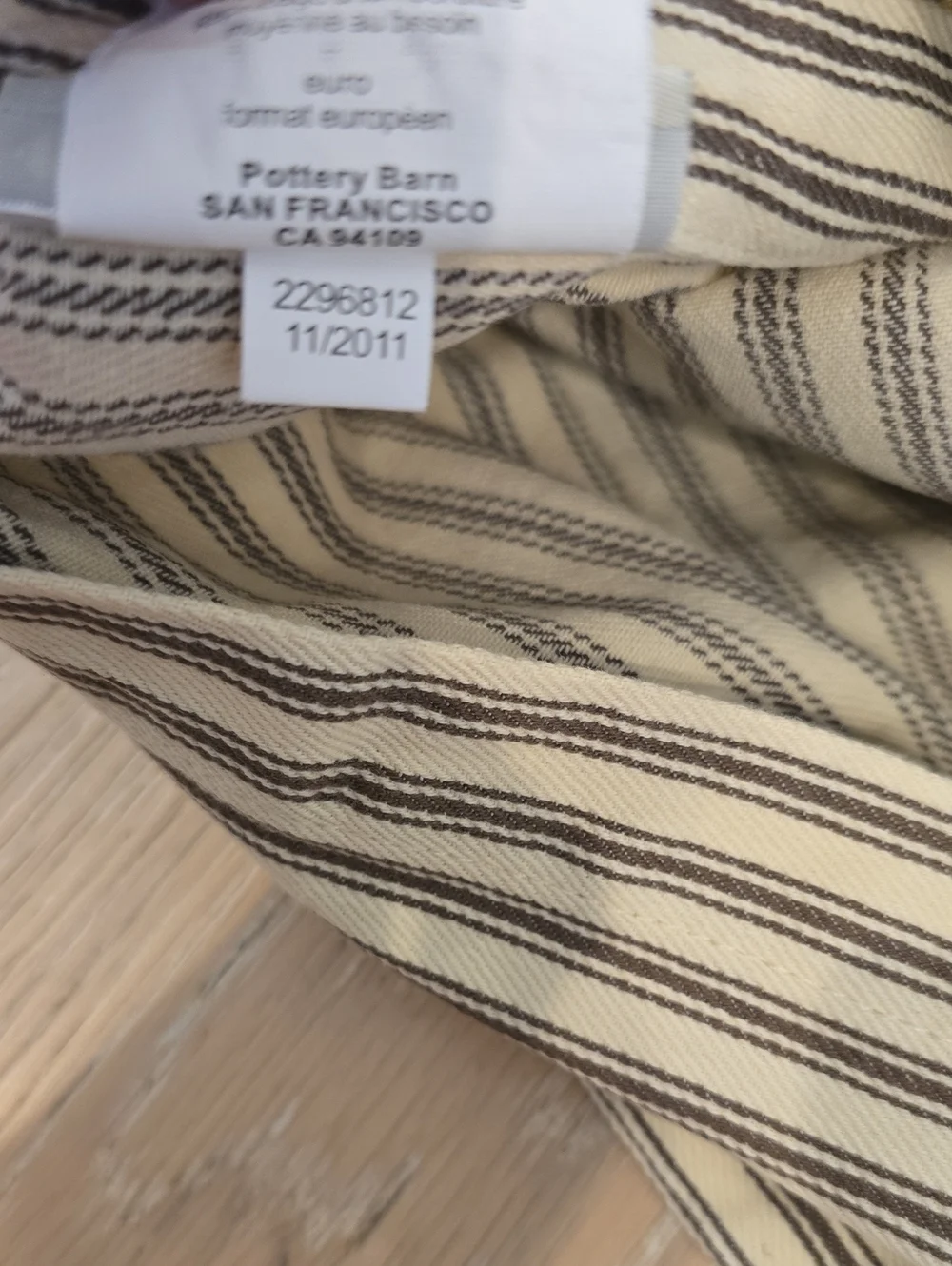2 Pottery Barn Euro Cotton Shams Cream And Taupe